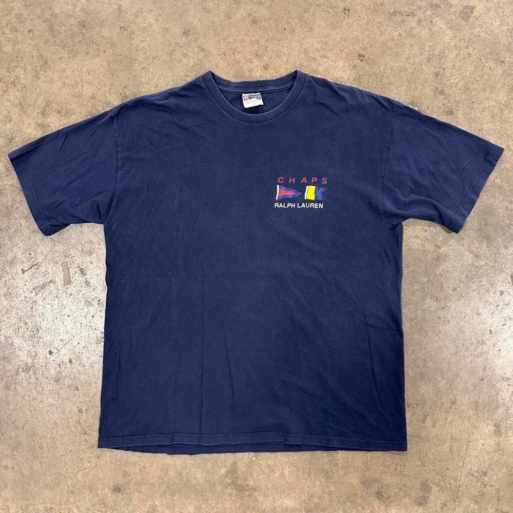 Vintage 90s Chaps Ralph Lauren Nautical Flag Graphic T-shirt Size Large